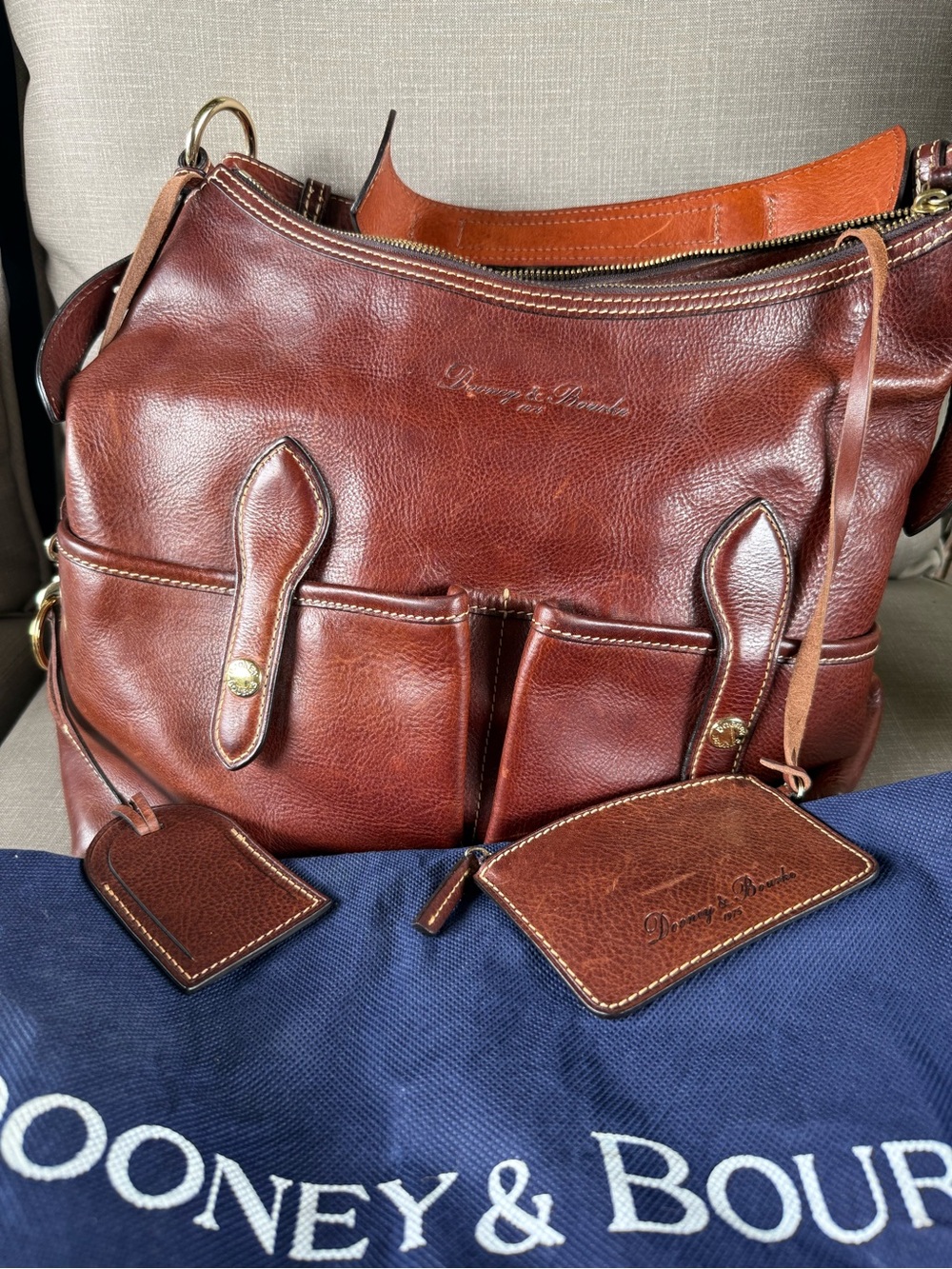 Dooney & Bourke Chestnut Brown Medium  Leather Lucy Hobo Bag